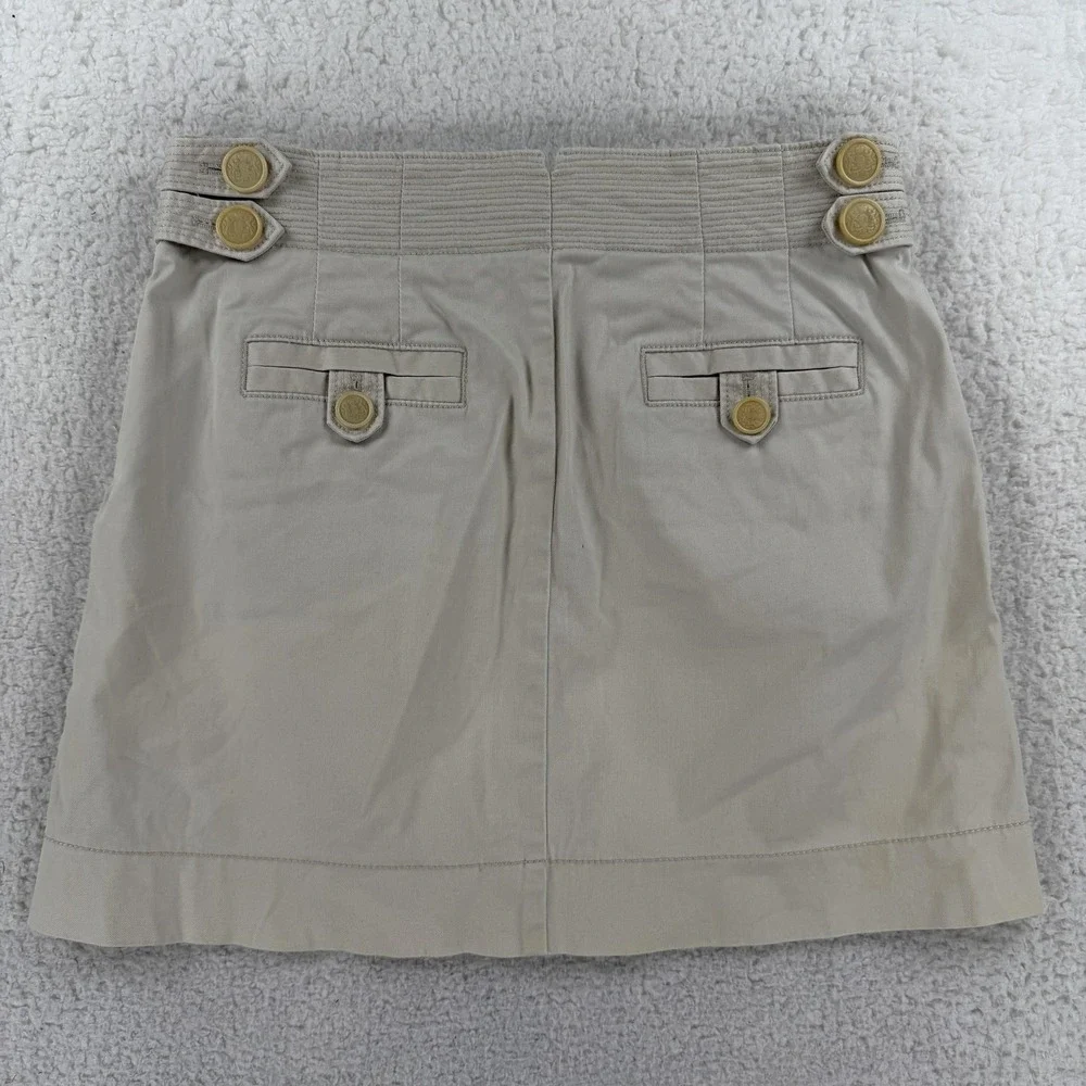 J.Crew Skirt‎ Womens 0 Beige Twill Mini Button Pocket Stretch Casual Summer
